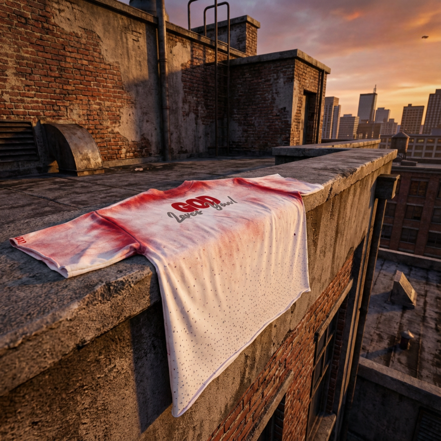 RBG Custom God Loves You T-Shirt (White/Blood of Jesus Red)