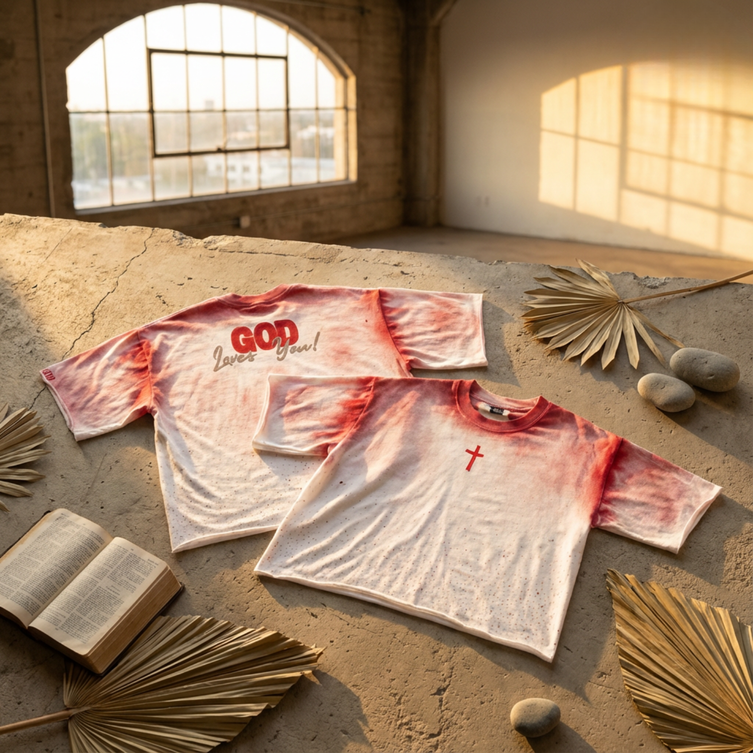 RBG Custom God Loves You T-Shirt (White/Blood of Jesus Red)