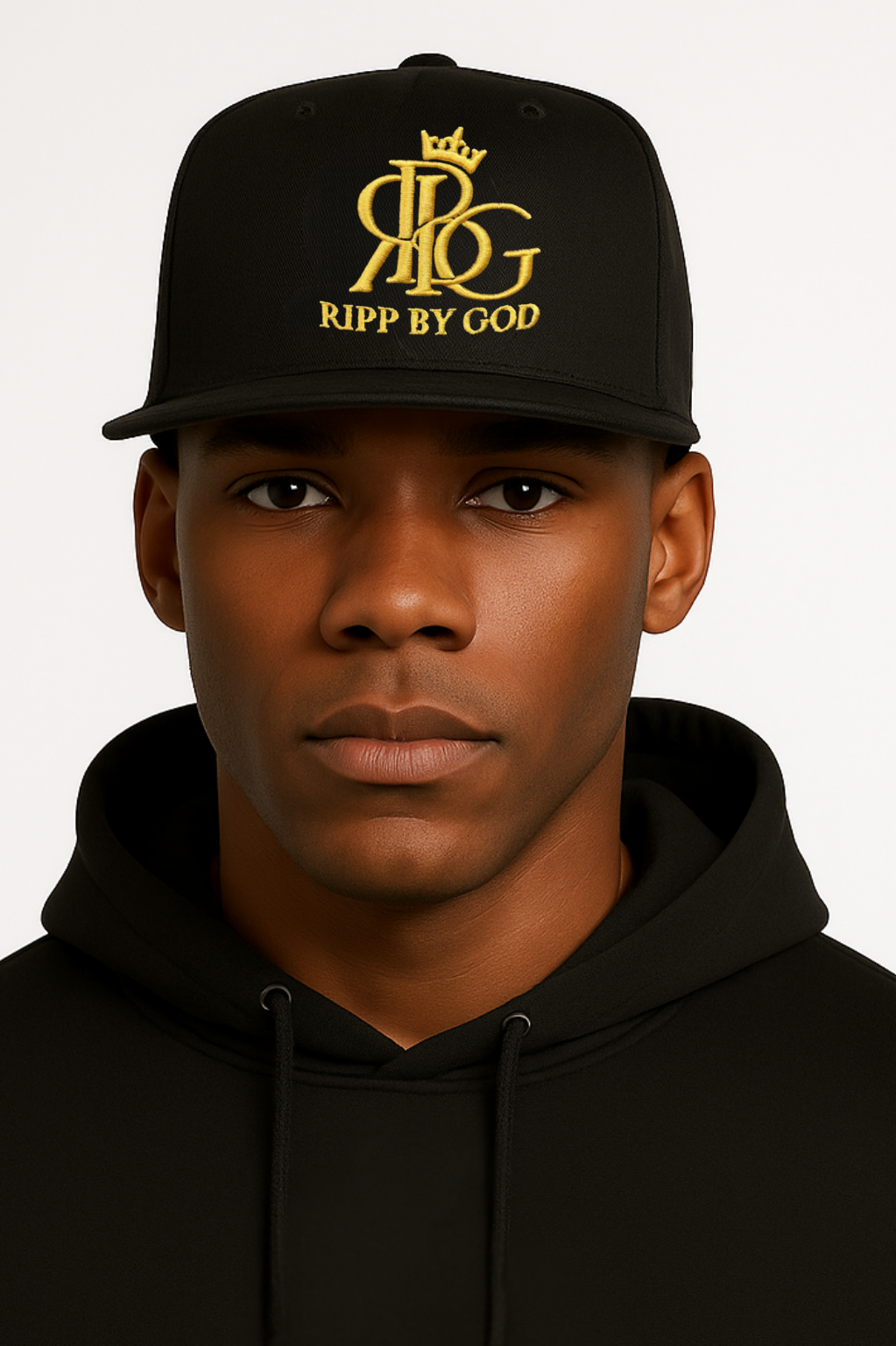 Crowned Christian Snapback Cap – Black or Beige Hat with Gold Embroidered Logo.