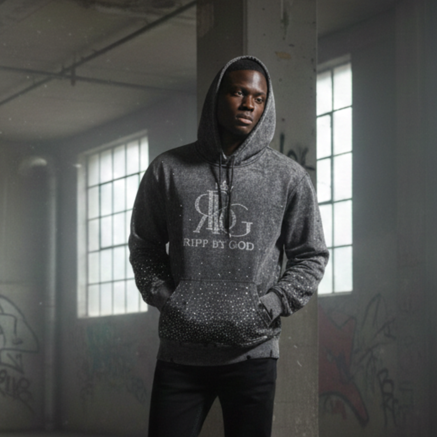 RBG Lux Diamond Hoodie (Acid Wash Grey)