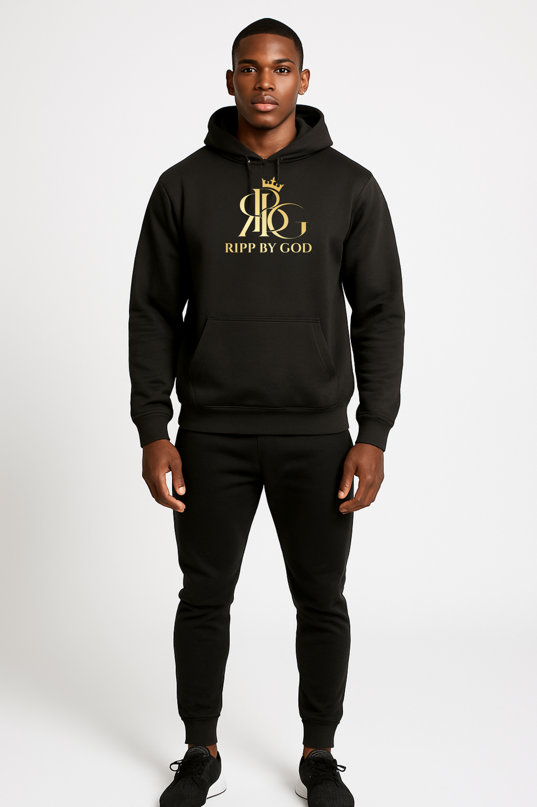 GodMode Christian Hoodie – Black Pullover with Gold Logo | Romans 8:31 Inspired.